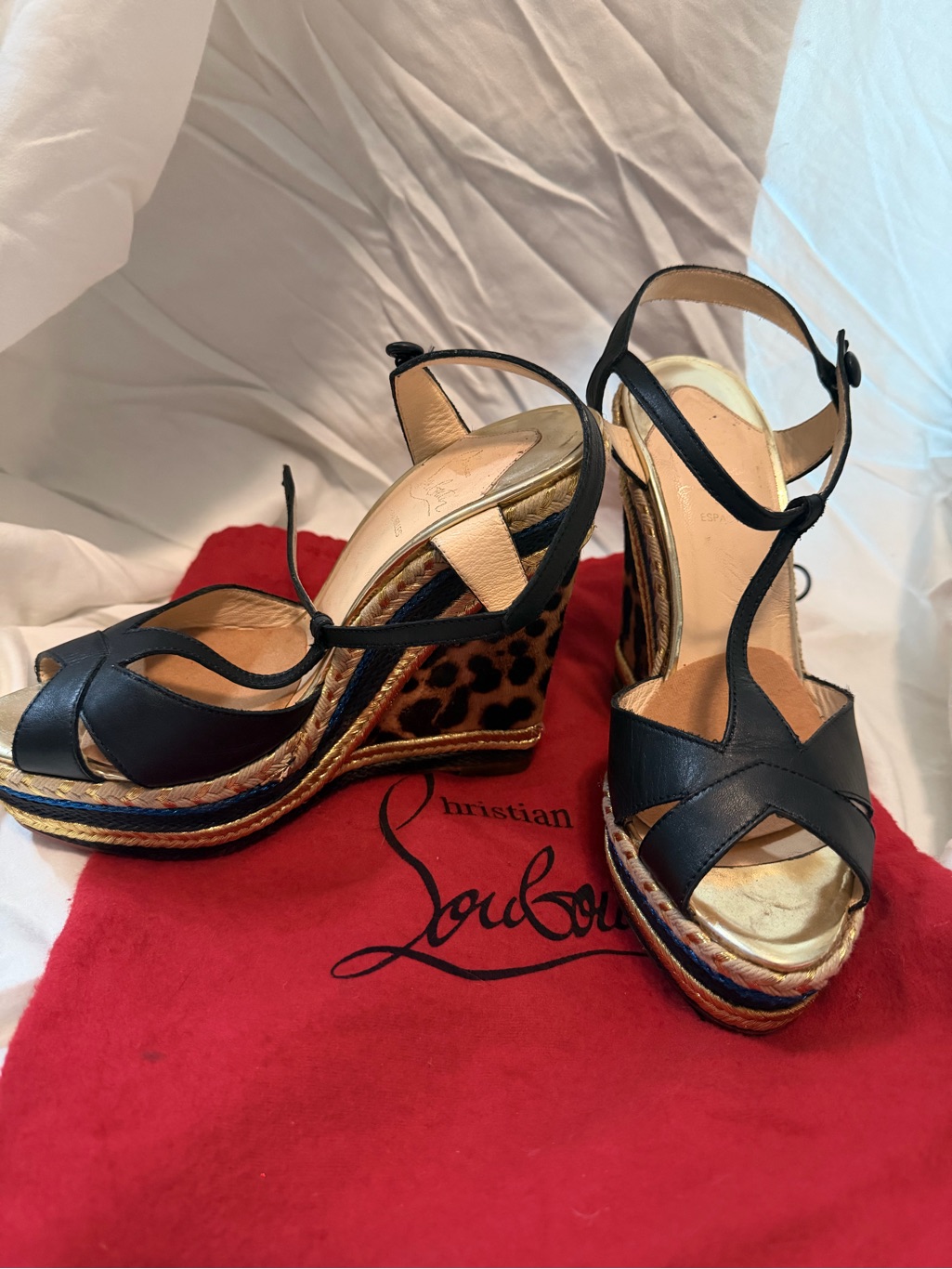 Christian Louboutin Trotolita Leopard Print Wedge Espadrilles